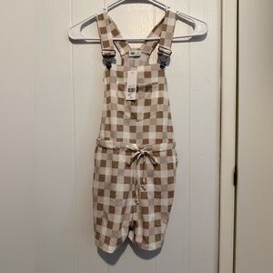 BKE Youth Beige Checkered Overalls
